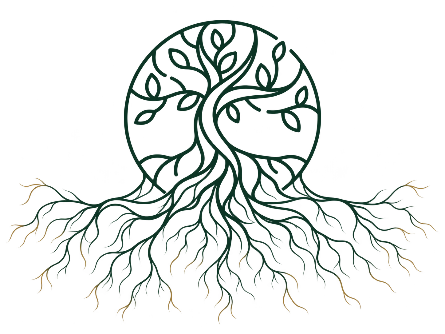 Our tree logo with spreading roots
